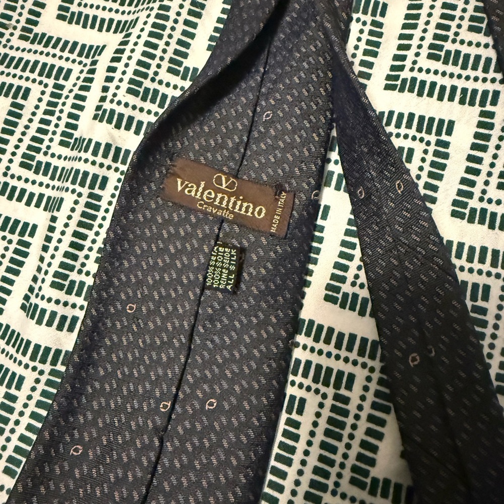 Valentino Navy and Light Dot Pattern Silk Tie